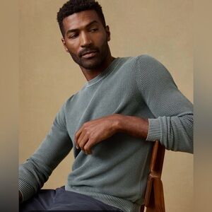 Faherty Sunwashed Crewneck Sweater Organic Cotton - Mountain Olive Men's Size L